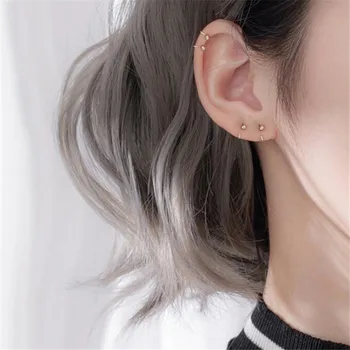 

1 pcs 925 Sterling Silver Circle Round Stud Earring for Women Girl Wedding Gifts Jewelry pendientes Punk Design eh786