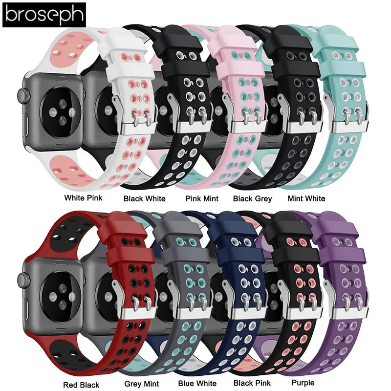 Мягкий силиконовый ремешок для Apple Watch 38 мм 42 мм браслет Nike дышащие спортивные ремешки для iWatch 1 2 3 аксессуары для ремешка