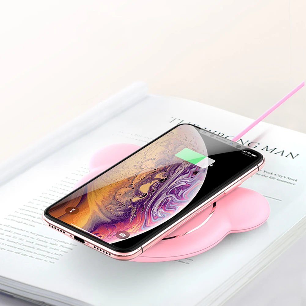 Мультяшное Беспроводное зарядное устройство для iPhone 11 Pro XS MAX XR X 8 10 Вт QI быстрая Беспроводная зарядка для samsung huawei Xiaomi AirPods Pro
