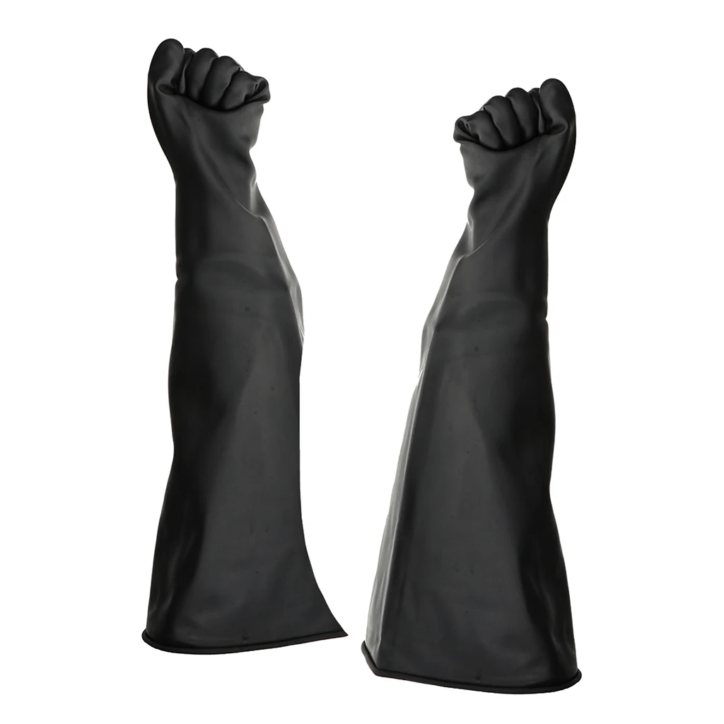 Heavy Duty Latex Gloves Accs, Resist  Alkali And Oil, 60cm 1 Pair, Black