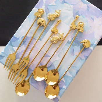 

Small Mini 304 Stainless Steel Coffee Spoon Fruit Stirring Spoon Teaspoon Dessert Tea Spoon Tableware Animal Series Japanese