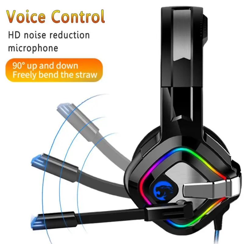 A66 Gaming Headphones 4D Stereo RGB Marquee Earphones Headset with Microphone for Laptop PC Gamer