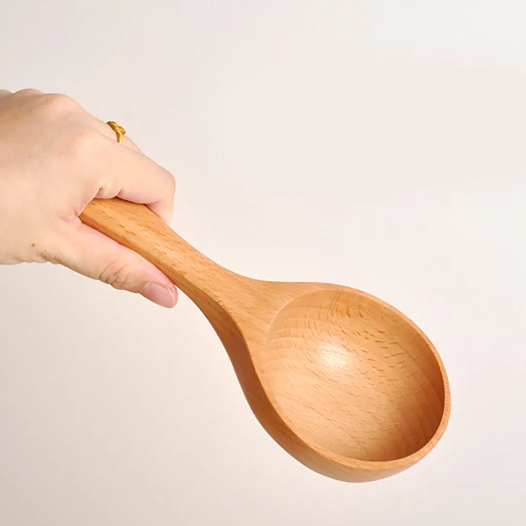 1 шт. большая длинная ручка натуральная деревянная ложка для приготовления пищи