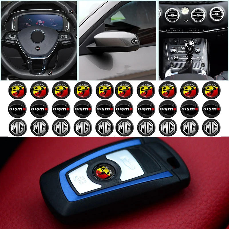 10pcs Car Stickers Steering Wheel Key Decals Decoration for Fiat Punto Abarth 500 Stilo Ducato Palio Auto Gadget Goods | Автомобили и