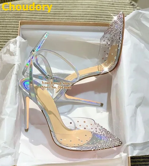 vergeven Verbaasd Plateau Choudory Transparante Pvc Bling Bling Kristal Trouwschoenen Hologram  Iriserende Zilveren Slingback Hoge Hak Strass Vrouwen Pompen|Damespumps| -  AliExpress