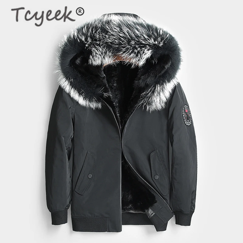 

Tcyeek Winter Coat Men Natural Mink Fur Liner Parka Clothes 2019 Streetwear Thick Warm Jacket Real Raccoon Fur Hooded Hiver 8807