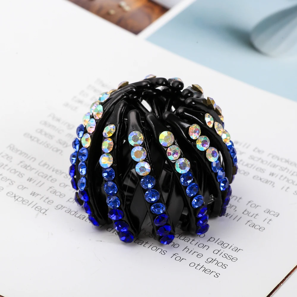 Fashion Women Bun Crystal Hair Claw Horsetail Buckle Hair Clip Bird Nest Expanding Hair Accessories Female Ponytail Headwear hair clips for women Hair Accessories