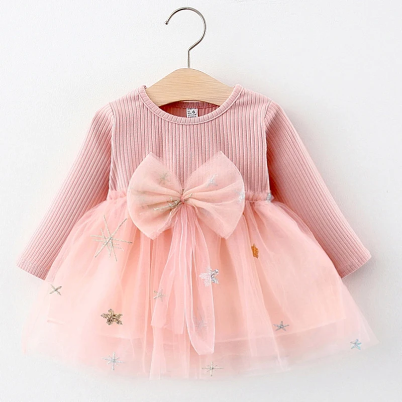 

Baby Girls Dress 2020 New Autumn Cute Bow Mesh Newborn Dress Long sleeved Princess Dresses for Girl Toddler Kids Dress