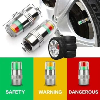 

2.4 Bar Tire Pressure Monitor Auto Pressures Gauge Cap Sensor Indicator Alert Monitoring Tools 2/4pcs Alarm Cap Car Accessories