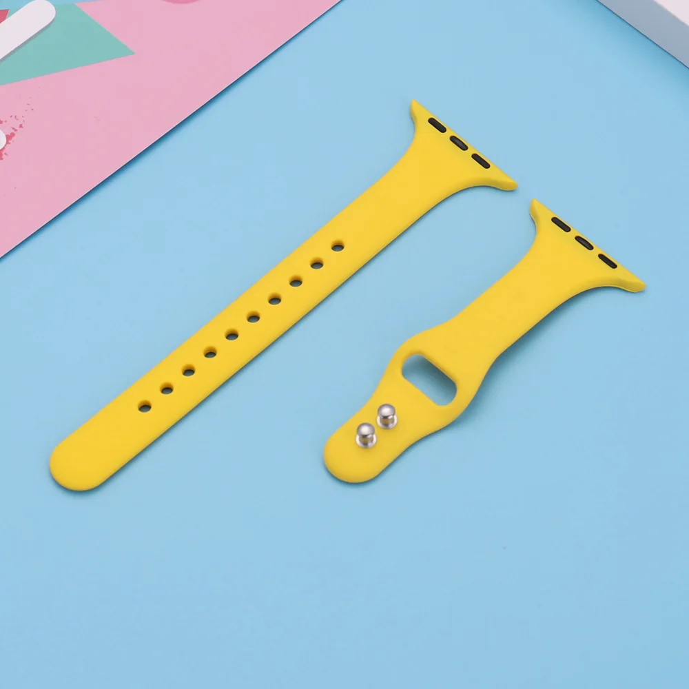 Силиконовый ремешок для спортивных часов для apple watch 4 3 2 1 серия 38 мм 40 ремешок для часов, мм нанесите на 42 мм 44 мм Силиконовые pulseira настольные аксессуары - Цвет ремешка: yellow