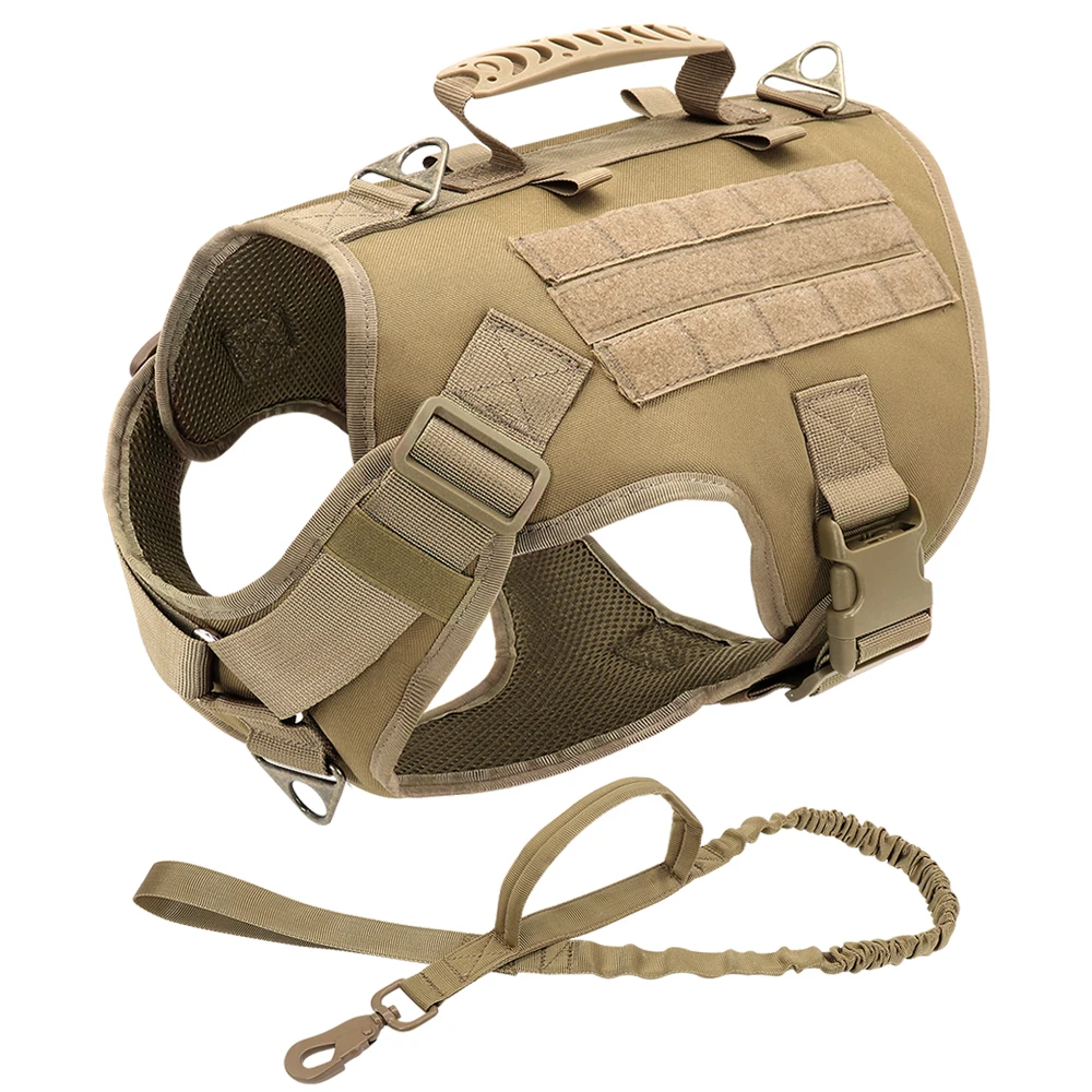 Tactical Dog Harness with Leash Tan