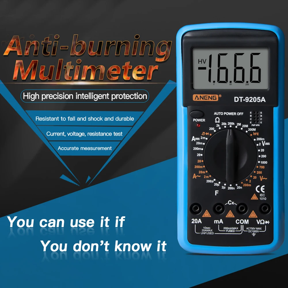 DT-9205a Ручной ЖК-цифровой мультиметр AC DC мультиметр профессиональный тестер Измеритель емкостный вольтметр 1999 счетчиков