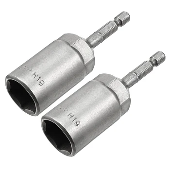 

uxcell 2Pcs 1/4" Quick Change Shank Cr-V 19mm Hex Nut Driver, 3" Length