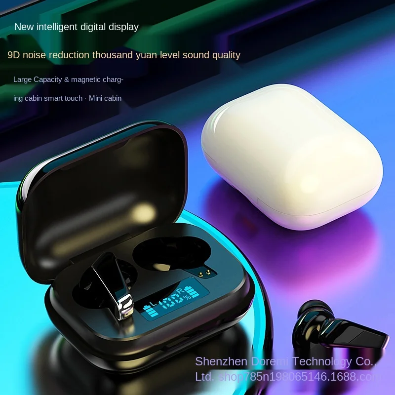 Wireless Bluetooth Headset with Portable Charging Box Digital Display Earphones Waterproof Noise Reduction Stereo Headphones