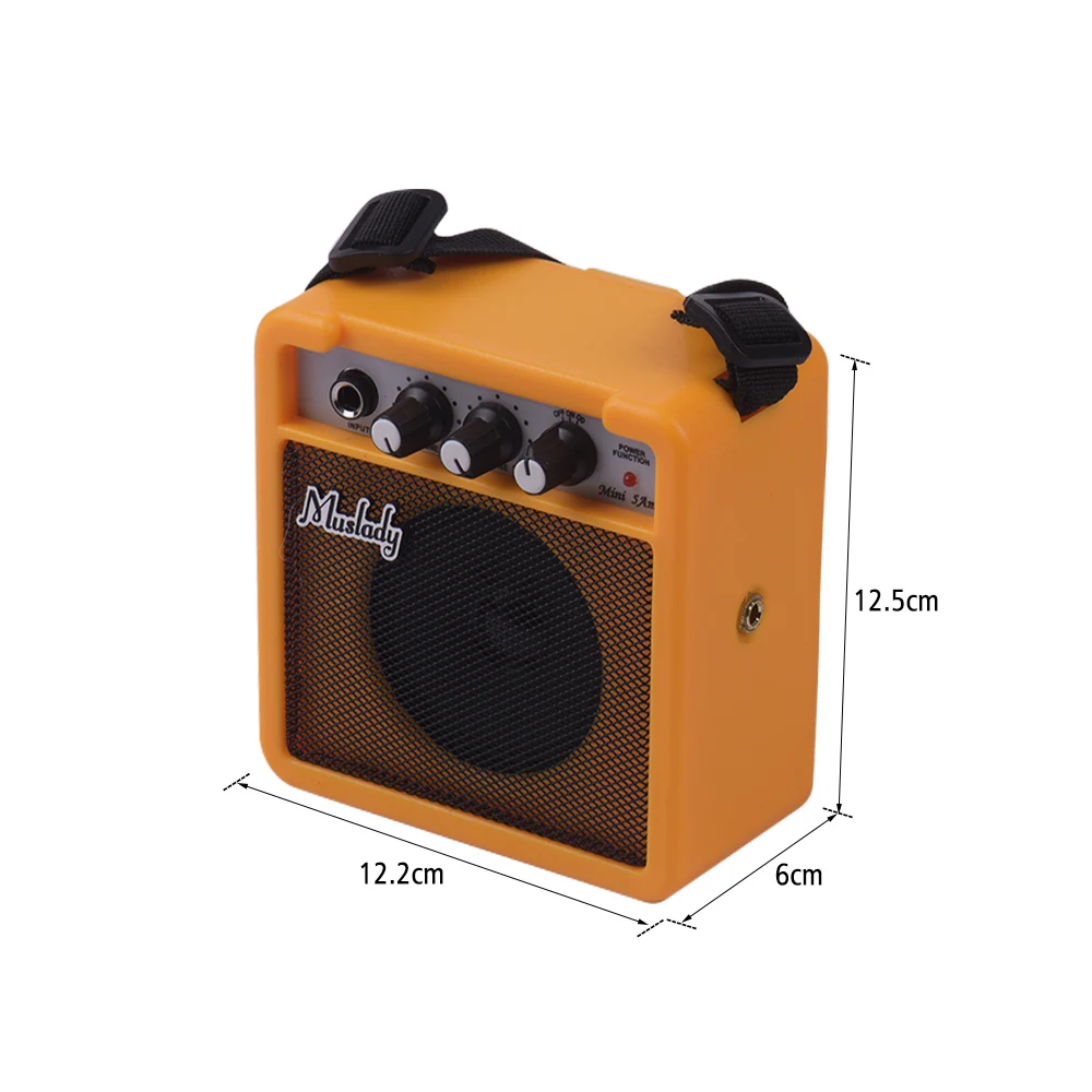 

Muslady 5W Mini Guitar Amplifier Amp Speaker with 3.5mm & 6.35mm Inputs 1/4Inch Output Supports Volume Tone Adjustment Overdrive