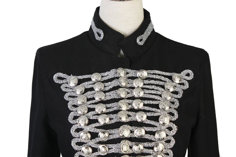 Винтаж Luxary модель последних модных показов; панк-куртки толстые Для женщин шерсть золотыми пуговицами военный мундир Наполеона Дубленки Jaqueta Feminina