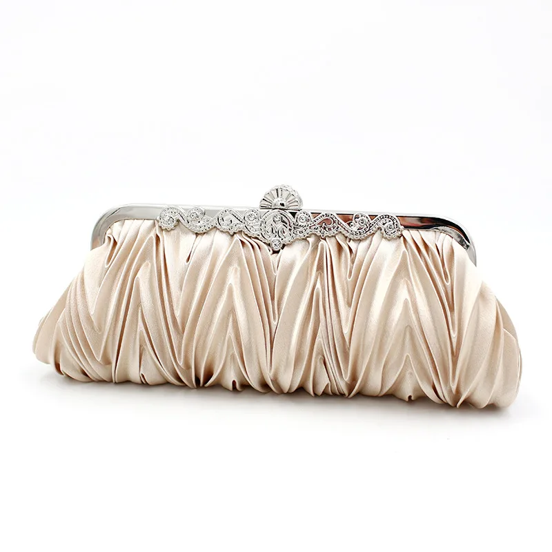 

New Style Pleated Handbag Silk Fabrics Evening Bag Women's Party Evening Bag Sweet Women's Chain WOMEN'S Bag