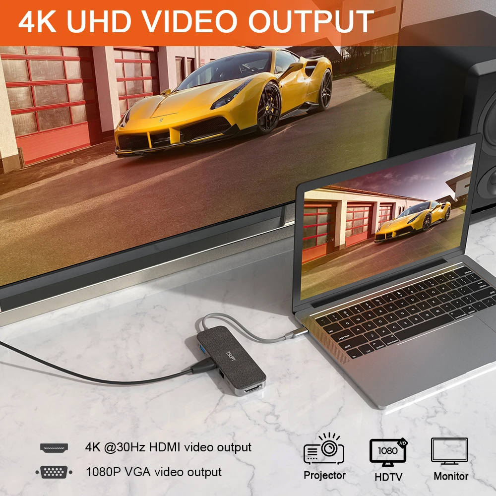 TSUPY 10 в 1 USB C концентратор HDMI VGA Ethernet питания USB 3,0 2,0 SD/TF кардридер для Macbook Pro huawei Matebook X/E