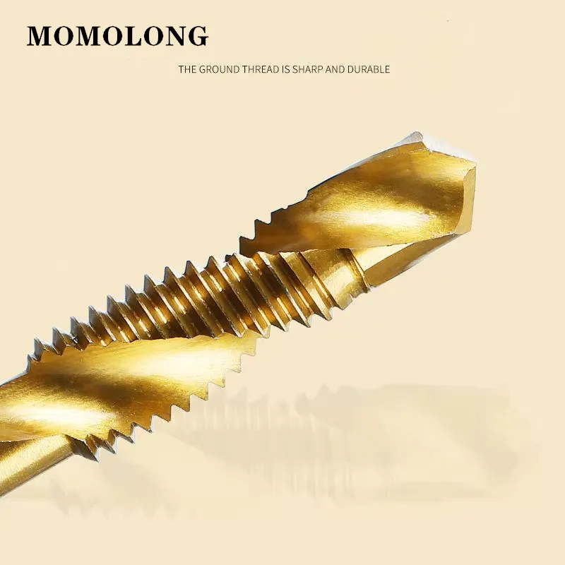 M3 M4 M5 M6 M8 M10 Tap Drill Bits 1/4 Hex Shank Machine Hand Taps Titanium Coated HSS Drilling Tap Bits Thread Screw Tools