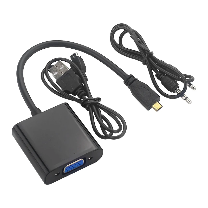 Кабель-адаптер Micro-HDMI для VGA 1080P видео конвертер с разъемом USB кабель питания