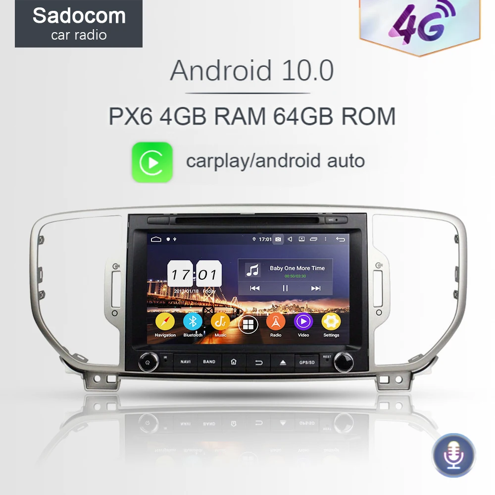 Автомагнитола 720P PX6 DSP 8 ядер 4 + 64 ГБ 10 0 дюйма Wi Fi GPS|Мультимедиаплеер для авто| |