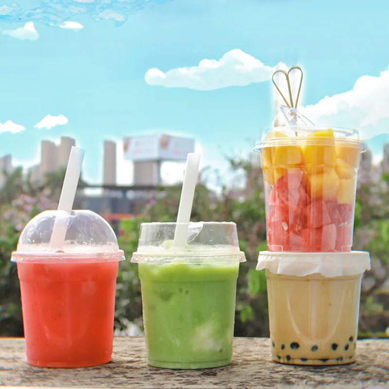 

50 шт. Милая чашка для холодных напитков с размером 98, 18 унций, одноразовая пластиковая чашка, чашки для упаковки холодного кофе, молока, чая, фруктового сока с крышками