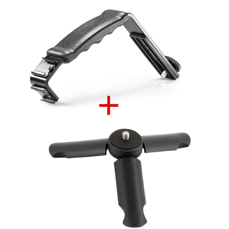 Universal Microphone Stand L Bracket Camera Grip With 2 Hot Shoe Mounts For Zhiyun Smooth Q/3/Dji O