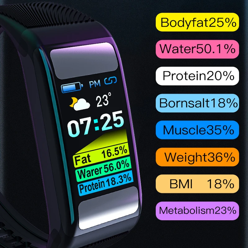 Toleda T9 Bodyfat Wristwatches Ladies Watch Wearable Gadgets Smart Watches Heart Rate BMI ECG PPG Monitor Fitness Band Tracker