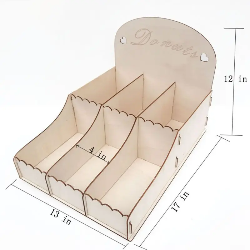 

Wooden 6-Cell Donut Stand Food Serving Tableware Dessert Pastry Tray Display Holder Candy Box Party Decoration