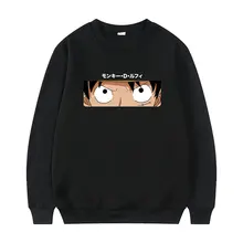 Japan Anime One Piece Graphic Pullover Luffy Eyes Print Pullovers Men Women Fashion EU Sweatshirt Male Manga Style Sweatshirts