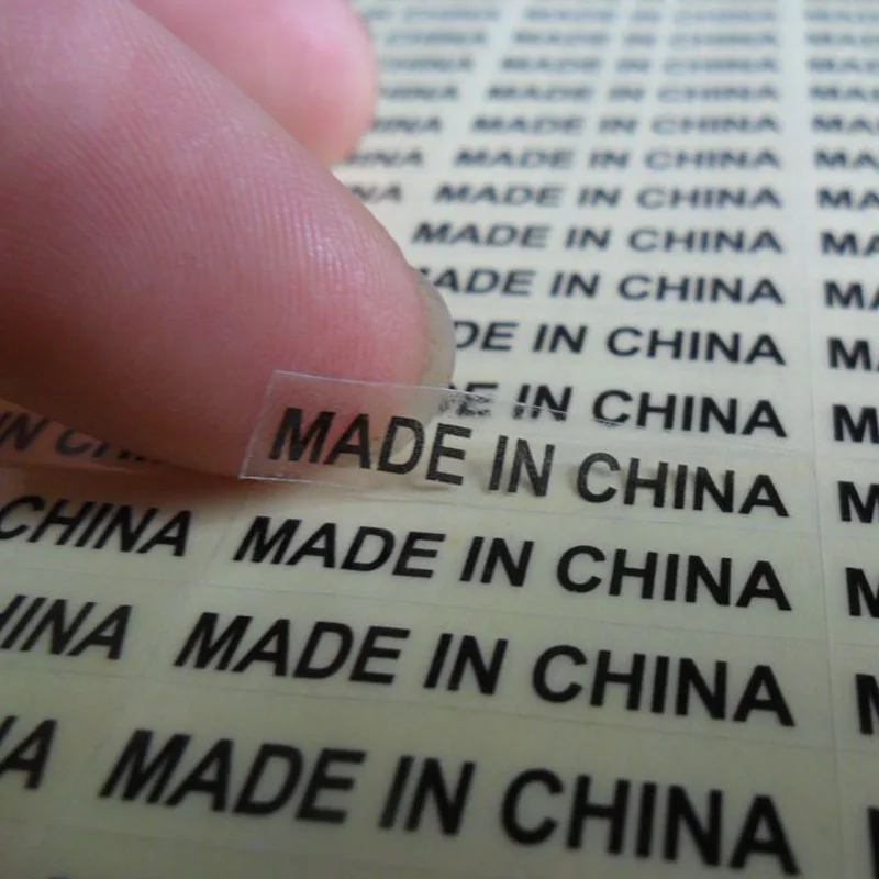 1000PCS 6X28mm Transparent MADE IN CHINA Stickers Country of Origin Label