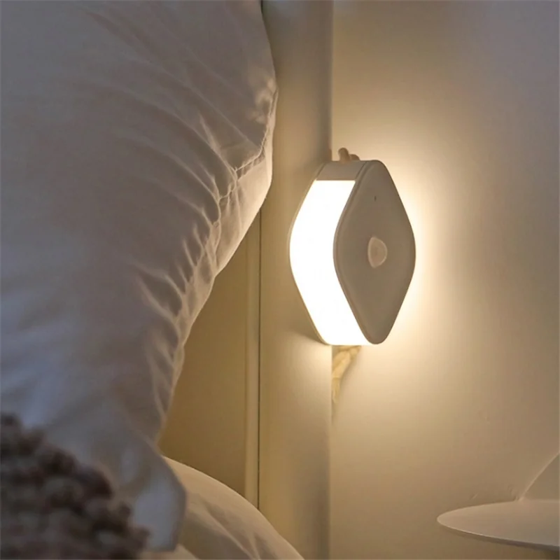 Nordic Wall Lamp Lanyard Portable LED Night Light Human Body Induction Lampara USB Wardrobe Side Light Creative Home Decoration