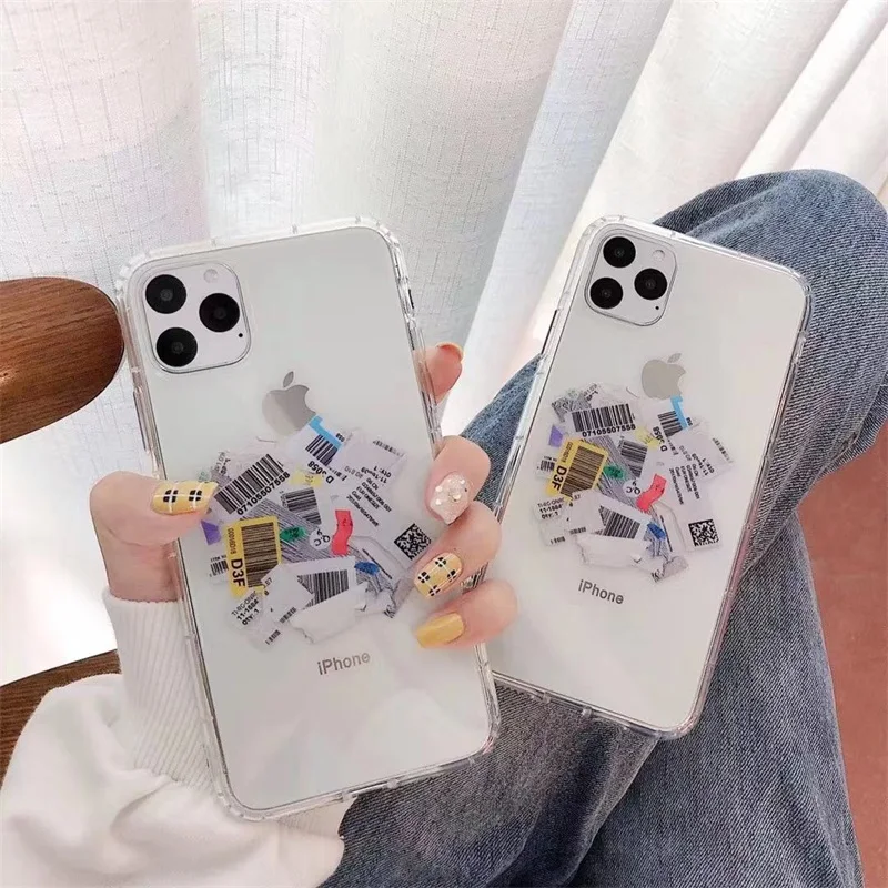 

Luxury ins Street Trend Label Pattern phone case for iphone X XS MAX XR 7 8 6 S 6S plus 11 11Pro 11Pro MAX Clear Tpu cover coque