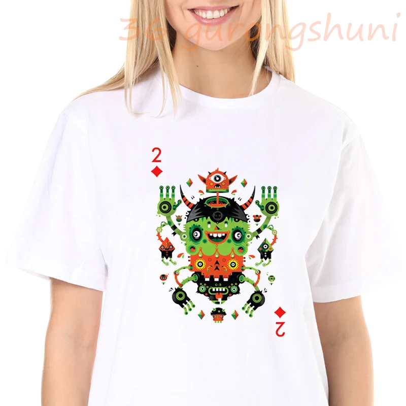 

graphic tees tops playing card 2 tshirts poker number 2 gothic kawaii tshirt women t shirt cards korean vintage clothes 2020