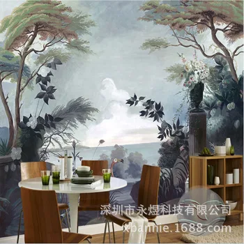 

Hand-Painted Retro Flower Scenery Shock Shake 3D Oil Painting TV Backdrop Hotel Theme Rooms