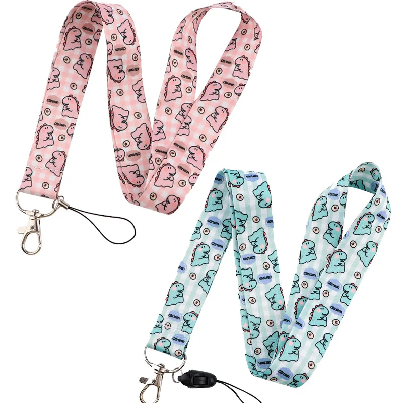 Cute Dinosaur Cartoon Print Lanyard Keychain Children Ribbon Hang Rope Keyring Mobile Phone Neck Straps Accessories | Мобильные