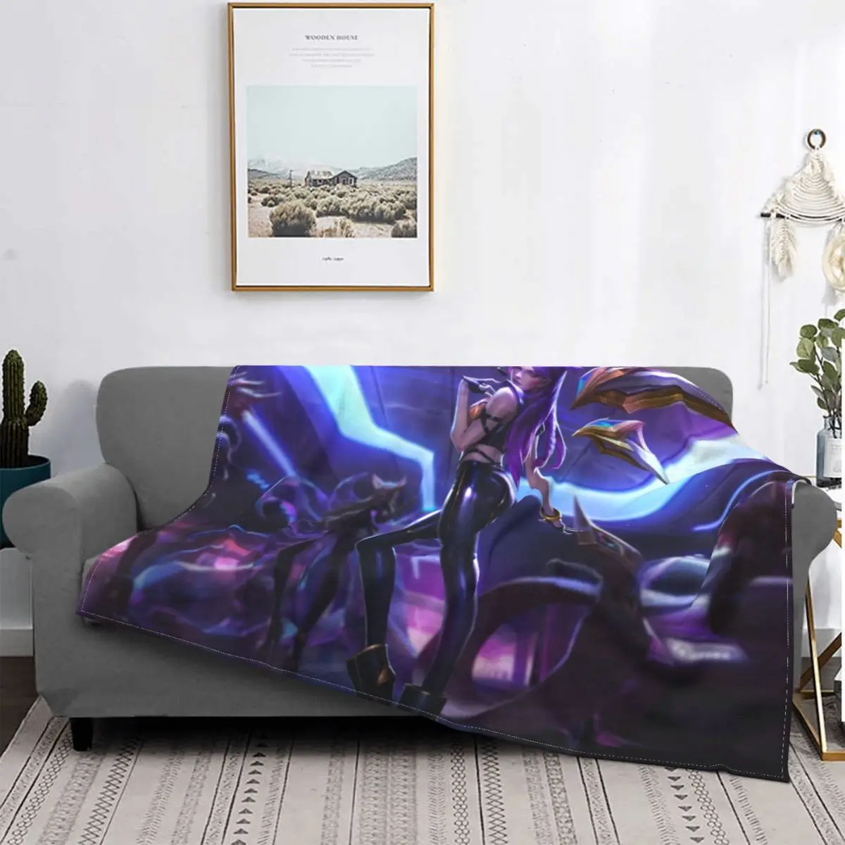 

Фланелевое Флисовое одеяло KDA Kai'Sa, игровое теплое хлопковое покрывало для дома, дивана, спальни, постельное белье, детское теплое одеяло
