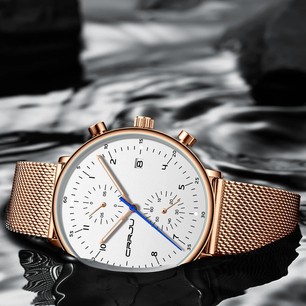 CRRJU Топ бренд класса люкс кварцевые часы для мужчин бизнес спортивные часы для мужчин Дата хронограф часы с часами Relogio Masculino