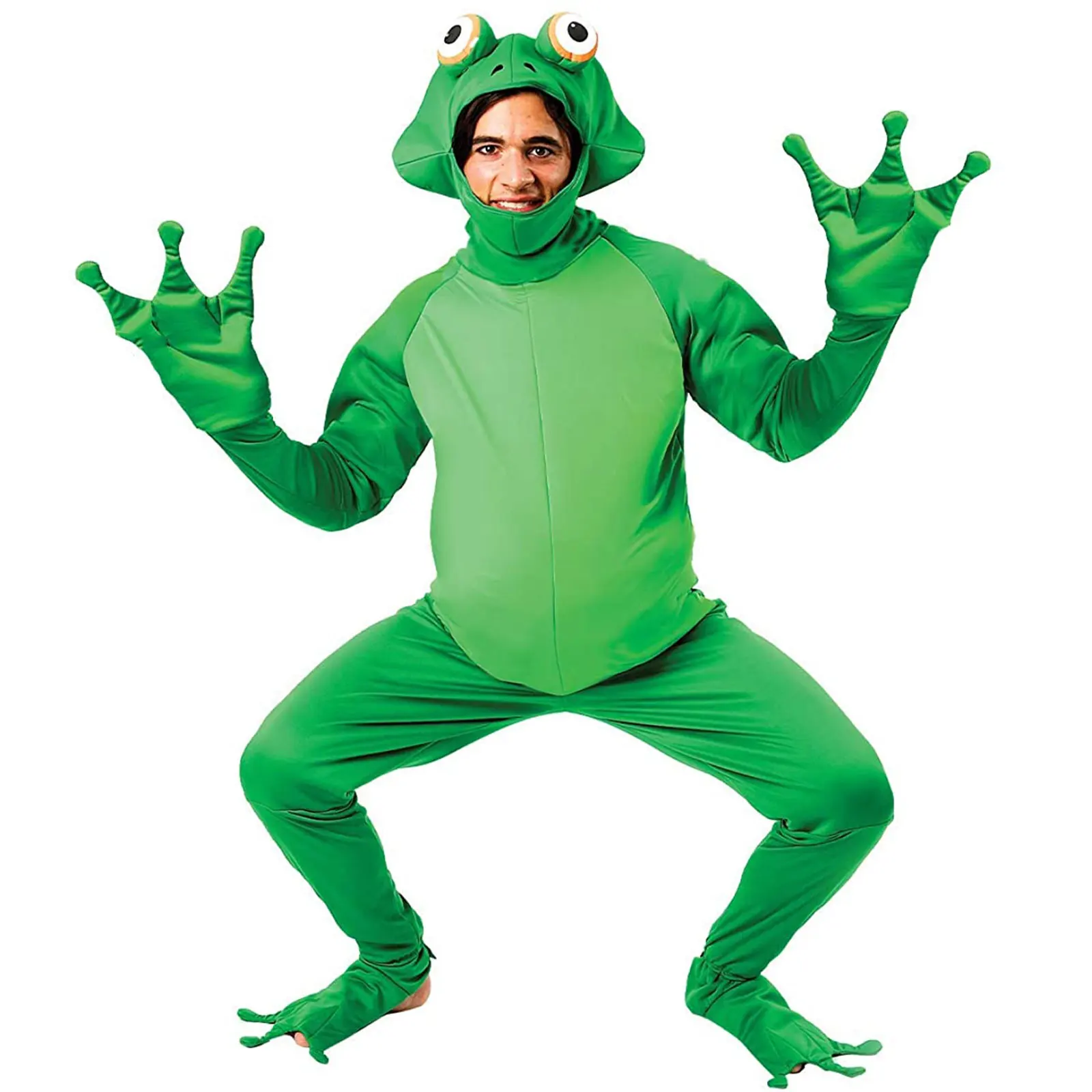 

Mens Funny Frog Cosplay Costume Novelty Adult Animal Halloween Cosplay Party Jumpsuit Outfit Plus Size Oversize Clothes