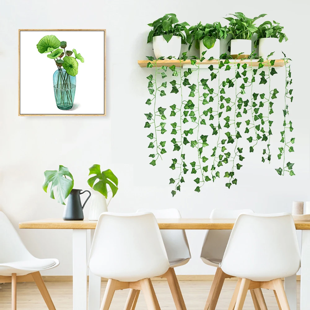 12pcs 2.5m Simulation Plant Leaf Home Decor hanging Artificial Green Leaf Wall Ornament Plastic Artificial Ivy Party Supplies 12pcs 2.5m Simulation Plant Leaf Home Decor hanging Artificial Green Leaf Wall Ornament Plastic Artificial Ivy Party Supplies