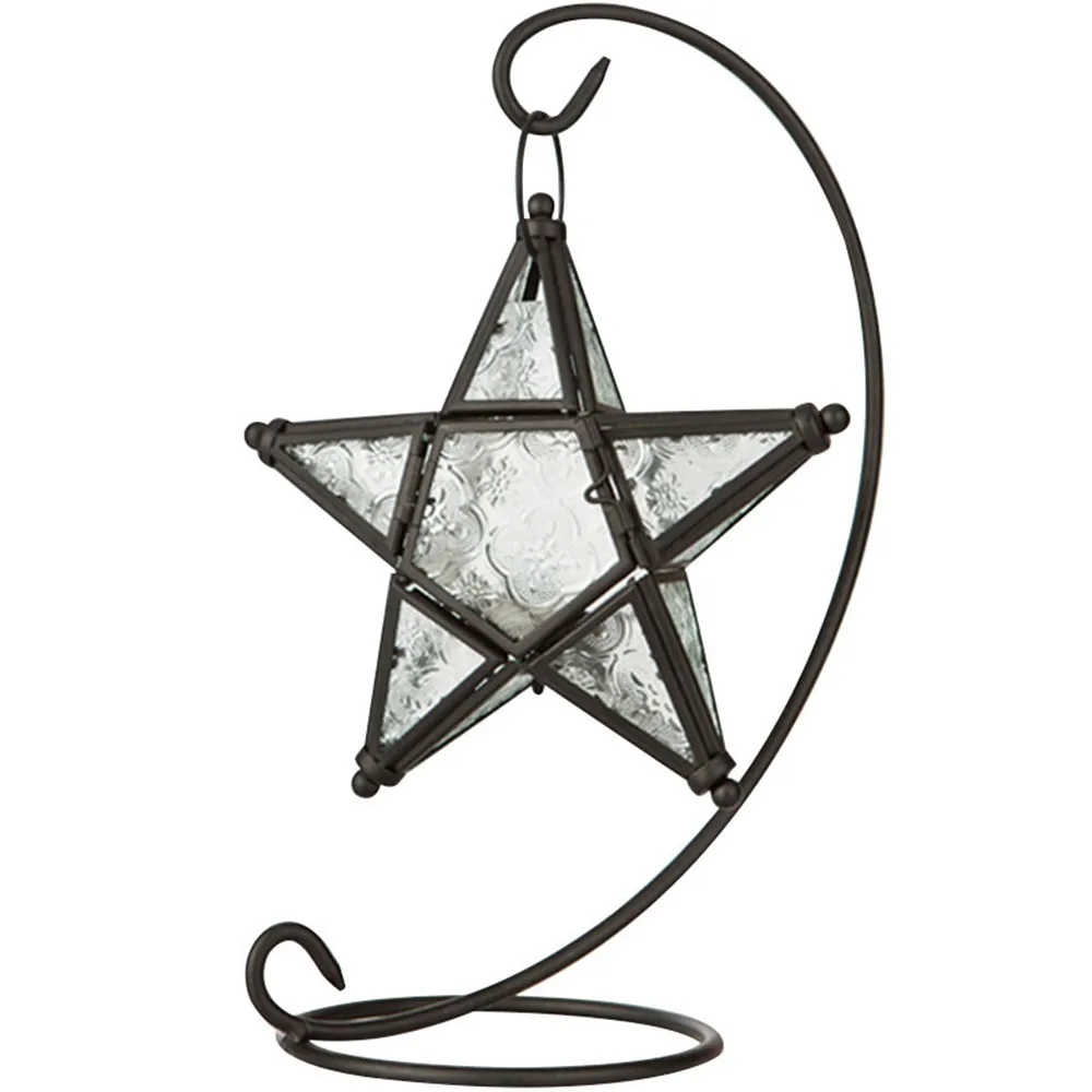 Five-pointed Star Candlestick Wrought Iron Glass Hanging Decor Home Metal Candlestick Creative Home Ornaments