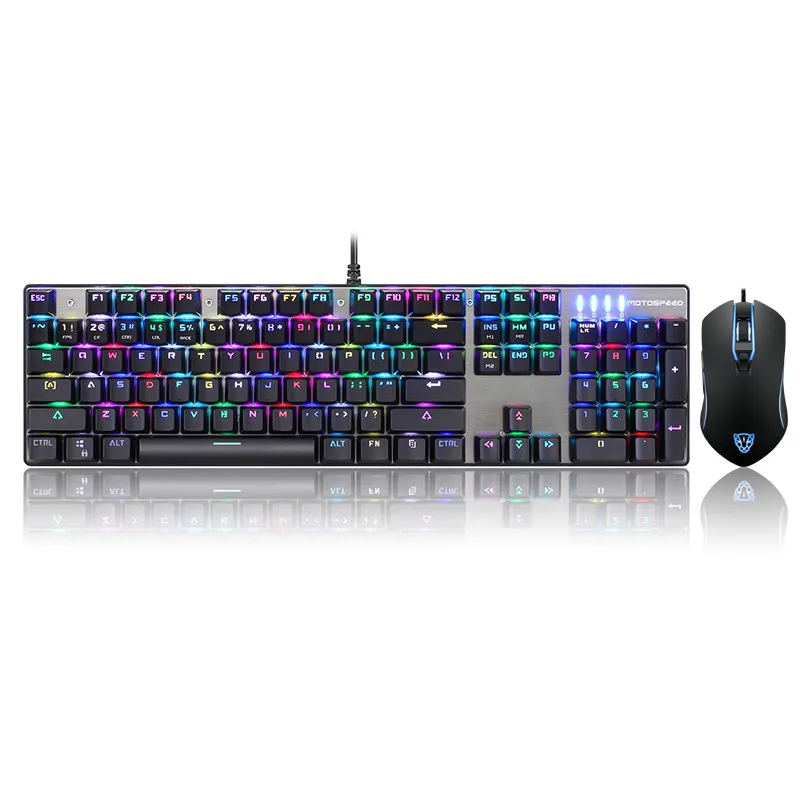 20% игровая клавиатура Motospeed CK888 игровая клавиатура и мышь набор с радужной подсветкой для настольного компьютера клавиатура с модулем