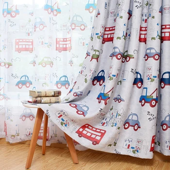 

Children's Window Curtains For Kids Bedroom Living Room Modern Fabric Cartoon Car Hanging Blackout Curtain Panel Tulle Curtains