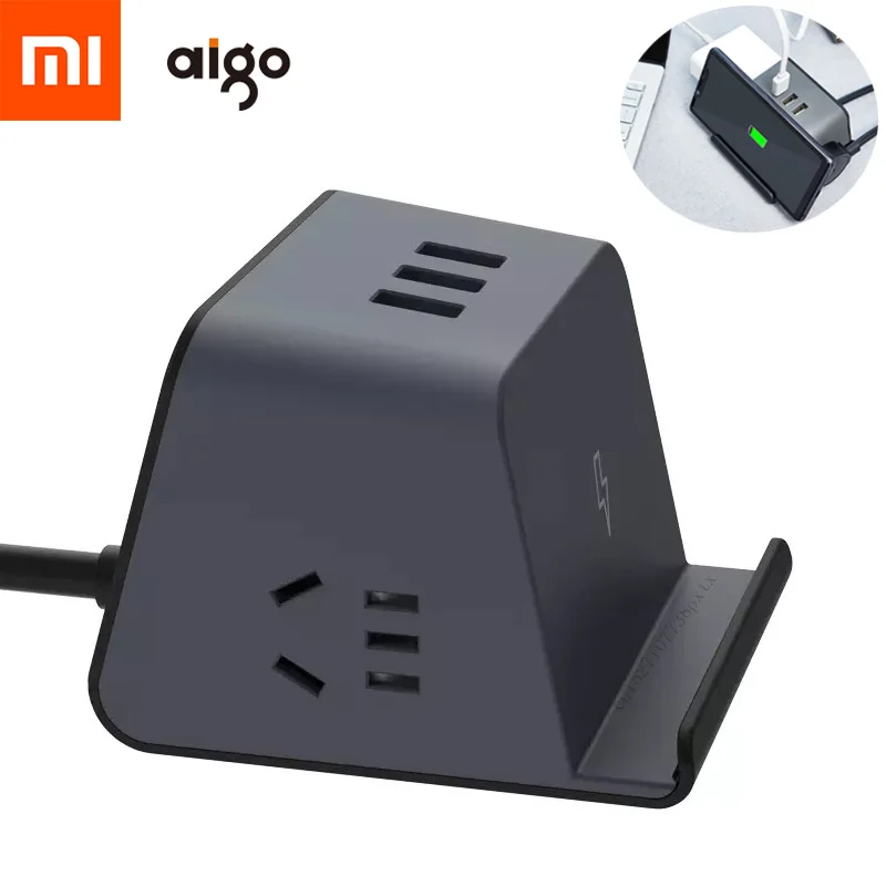 

Xiaomi Mijia Aigo Wireless Charging Socket With Power 3USB Socket Terminal Block Multi-Function Household Power Converter Stand