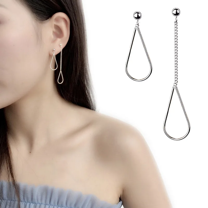 

Asymmetry Drop Earrings For Women Girl 925 Sterling Silver Wedding Earrings boucle d'oreille Jewelry Pendientes eh1223