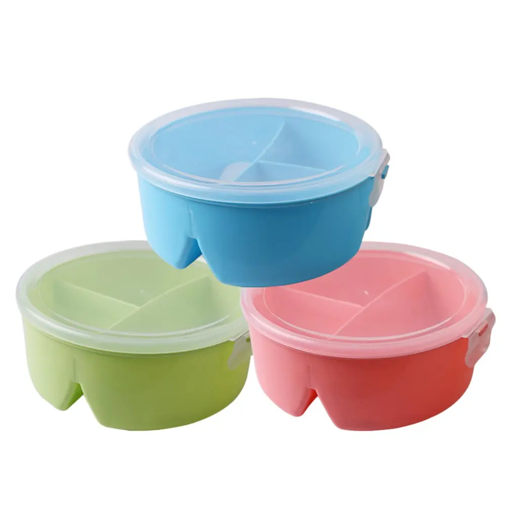 

Simple Small Fresh Style Solid Color Portable Wheat Straw Compartment Sealed Student With Lid Tableware Lunch Box
