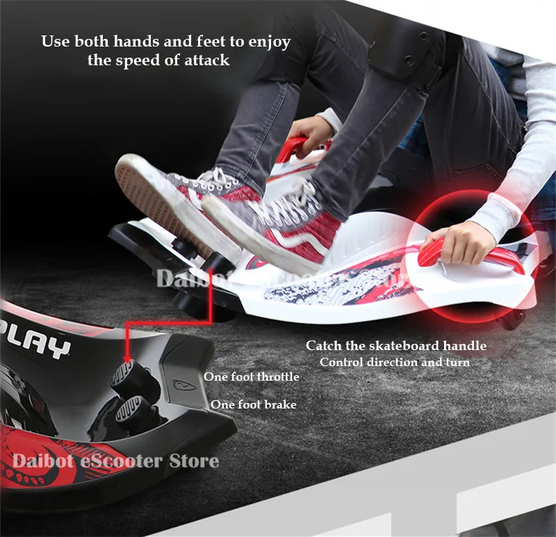 Daibot Hoverboard Skateboard 3 Wheels Self balancing Scooters 9 Inch 120W Drift Electric Tricycle Scooter With Handlebar (25)