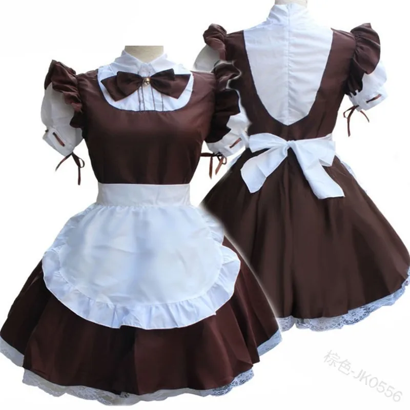 Maid Cosplay Costume Outfit Blocked Pinafore Short-Sleeves Lolita-Dress Halloween Girls