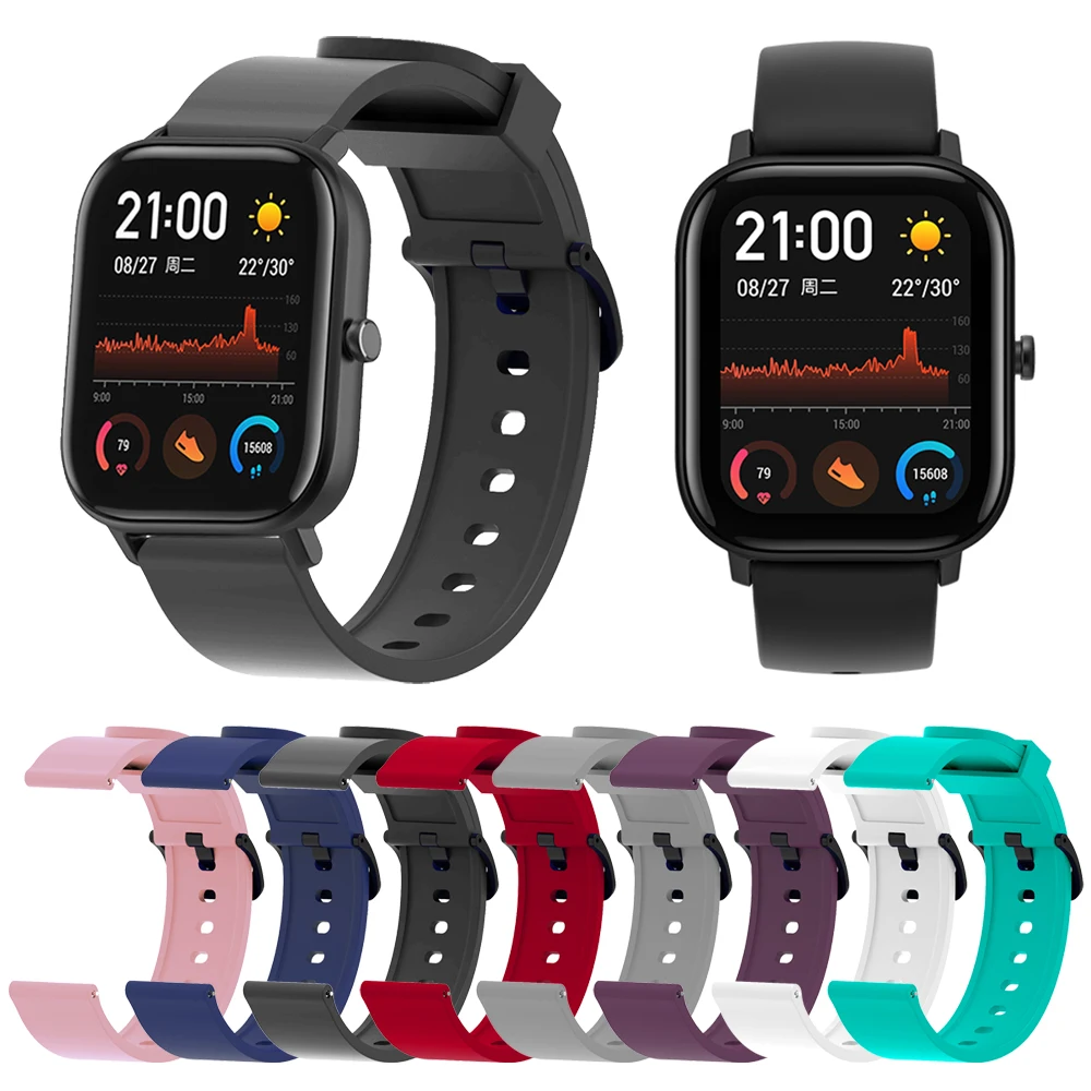 Ремешок силиконовый для Xiaomi Amazfit Bip Band 20 мм мягкий спортивный браслет смарт-часов