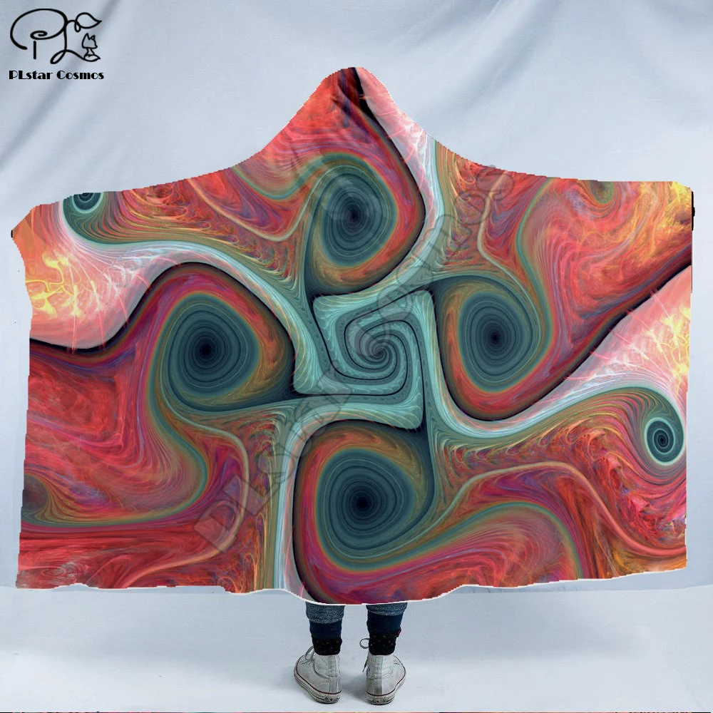 Cool Psychedelic Graffiti Character Hooded Blanket Adult colorful child Sherpa Fleece Wearable Blanket Microfiber Bedding c-008
